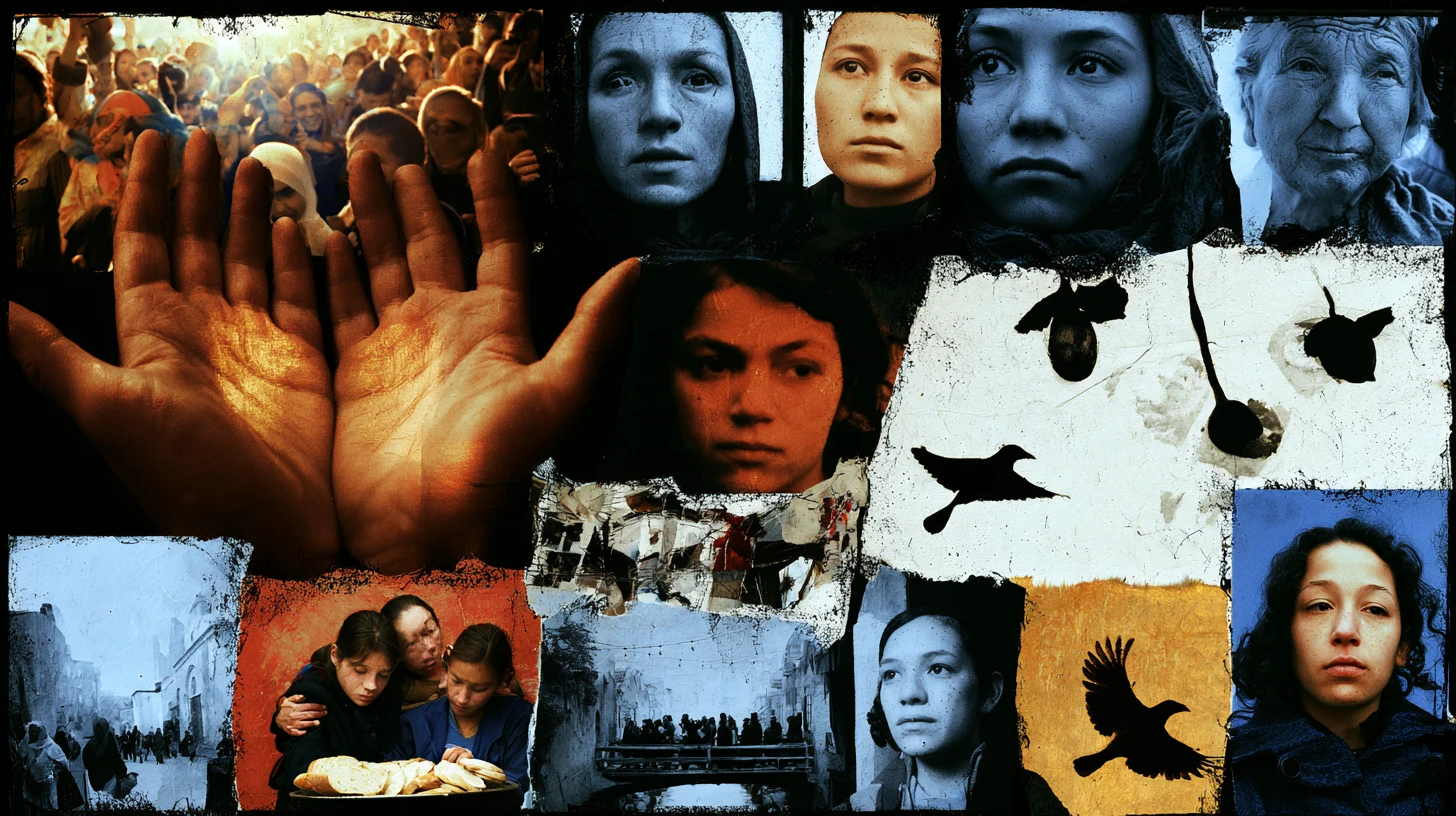 Dreamlike collage about human connection and belief
