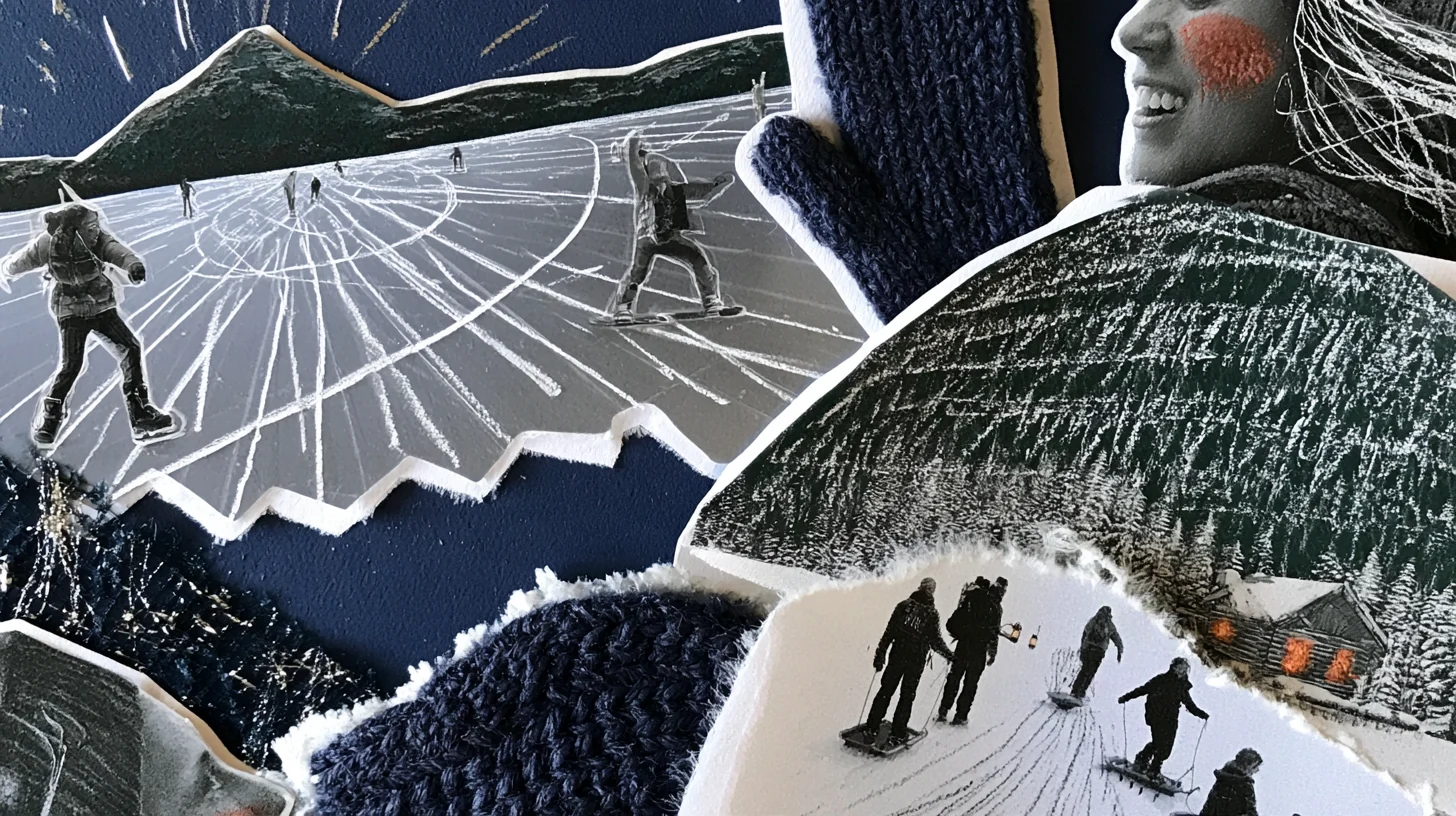 A winter collage of skating, snow and evening adventures