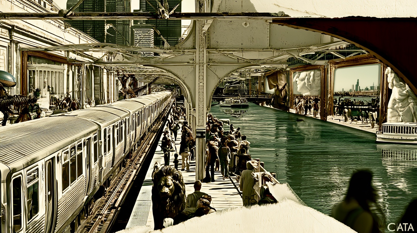 Chicago editorial collage: Culture around every bend.