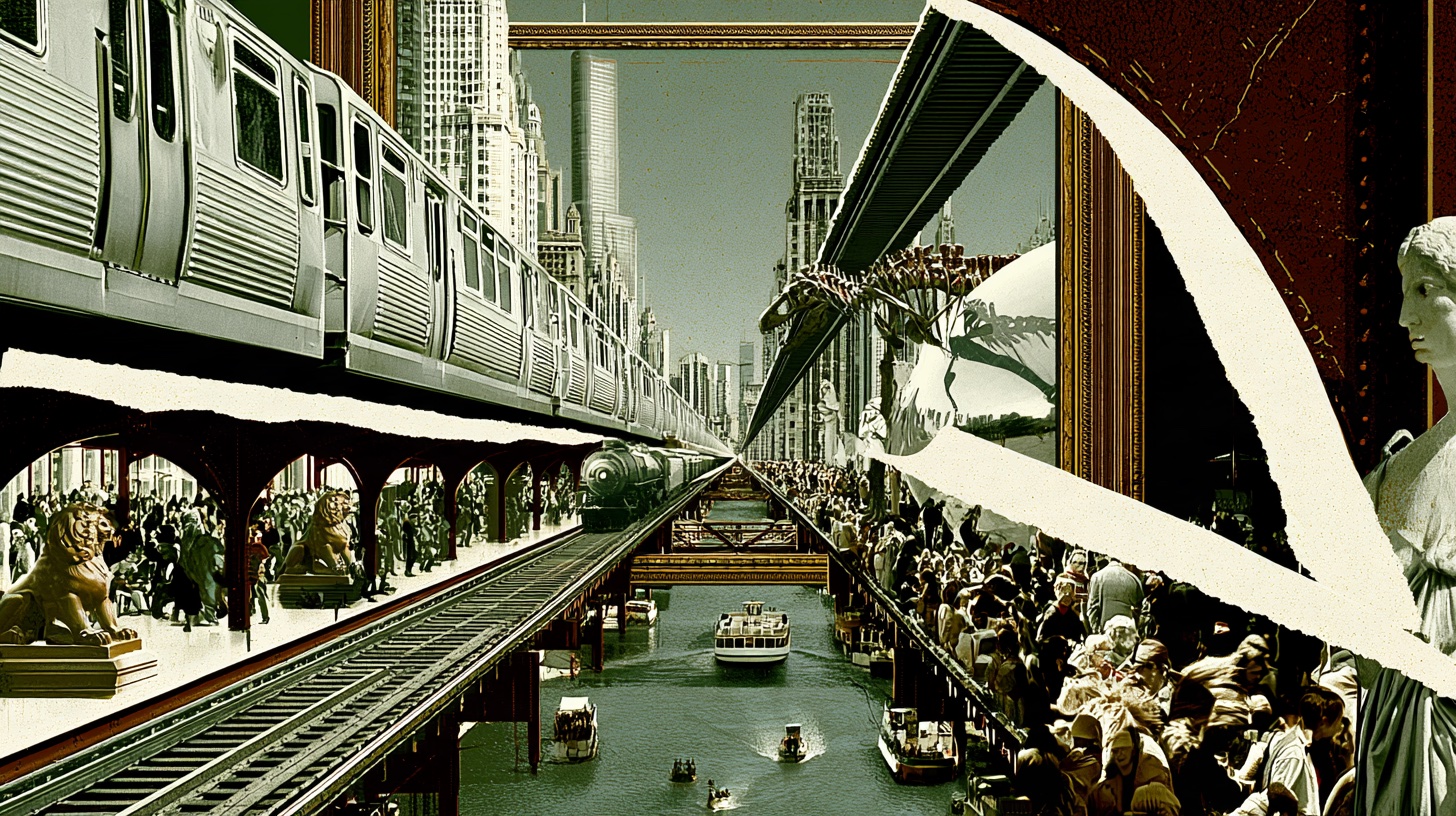 Chicago editorial collage: Follow the city’s lines.