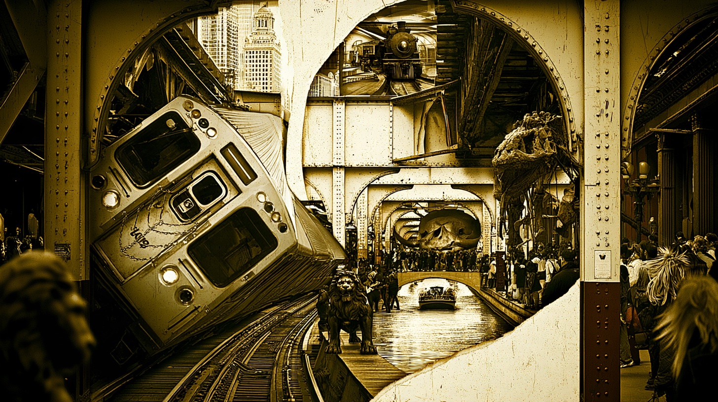 Chicago editorial collage: Steel dreams. City connections.