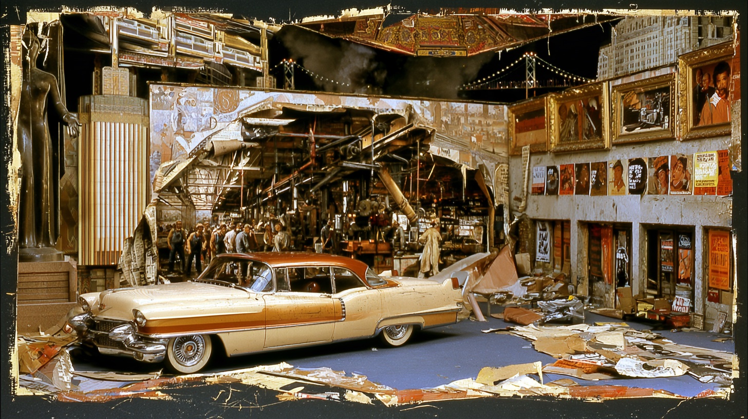 Illustrative Detroit collage: Built here. Still making noise.
