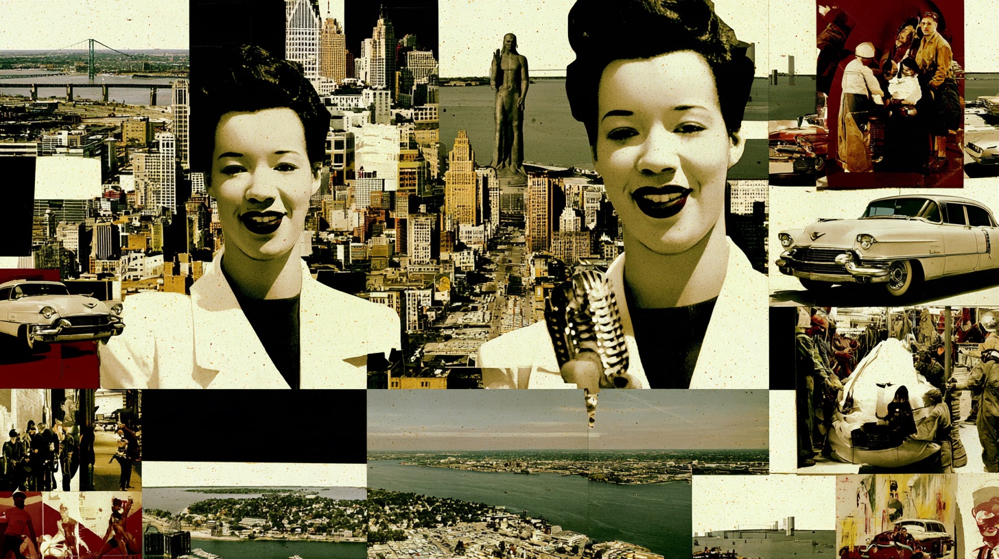 Illustrative Detroit collage: The city has a voice.