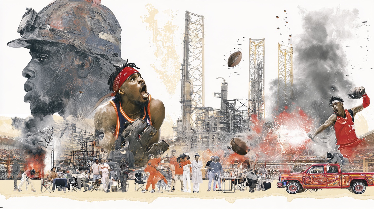 Illustrative Houston artwork: A city that shows up loud.