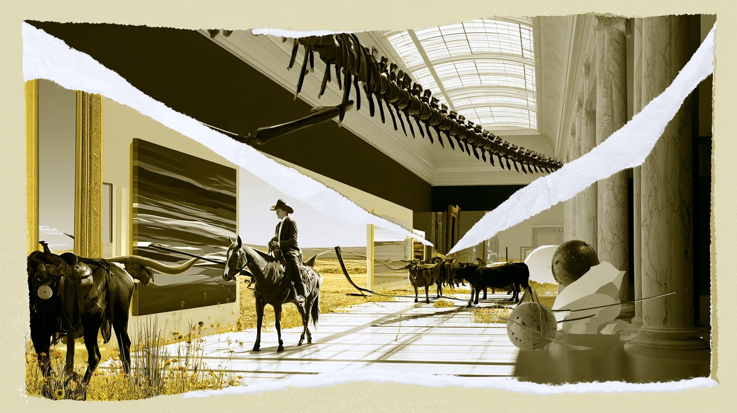 Illustrative Houston artwork: Gulf Coast cowboy. Museum-state of mind.