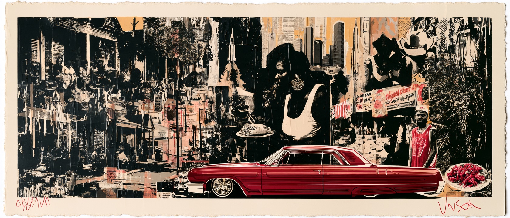 Illustrative Houston artwork: Street life. Extra personality.